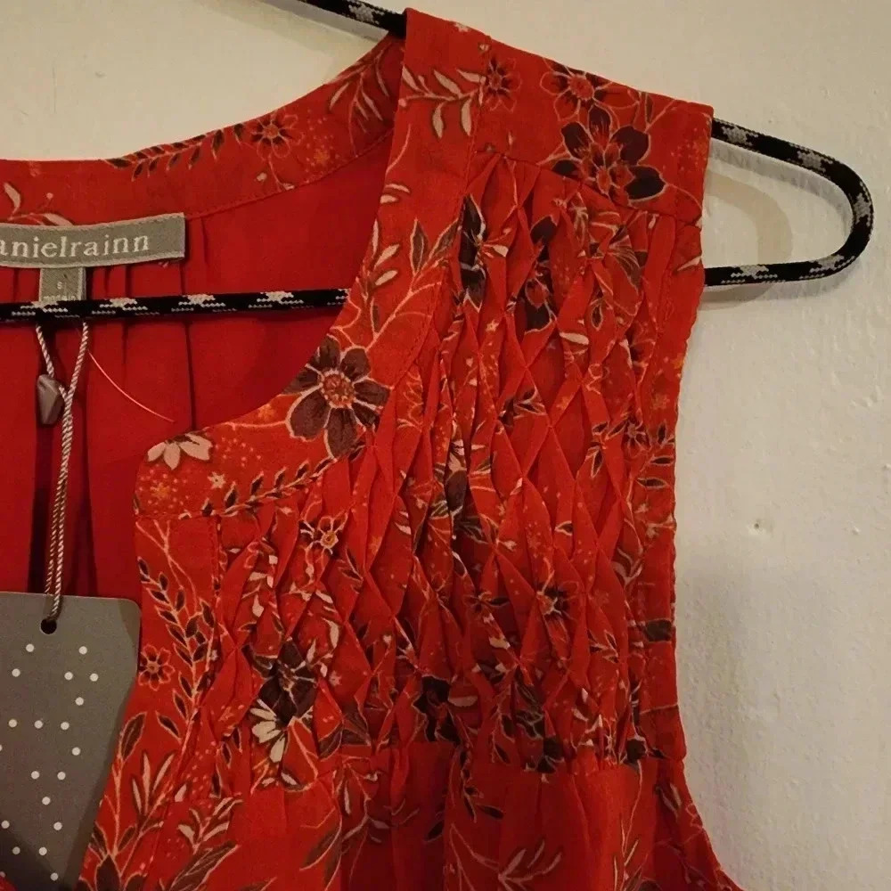 Danielrainn floral tanktop casual blouse Orange size‎ small new with tags - Picture 4 of 6